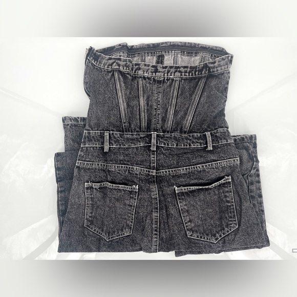 Women’s Jumpsuit - Dressed in LALA Black Denim 5 Pocket Strapless Corset Style - Picture 8 of 8